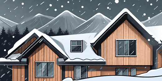 Utah home with snow-covered roof and mountain backdrop