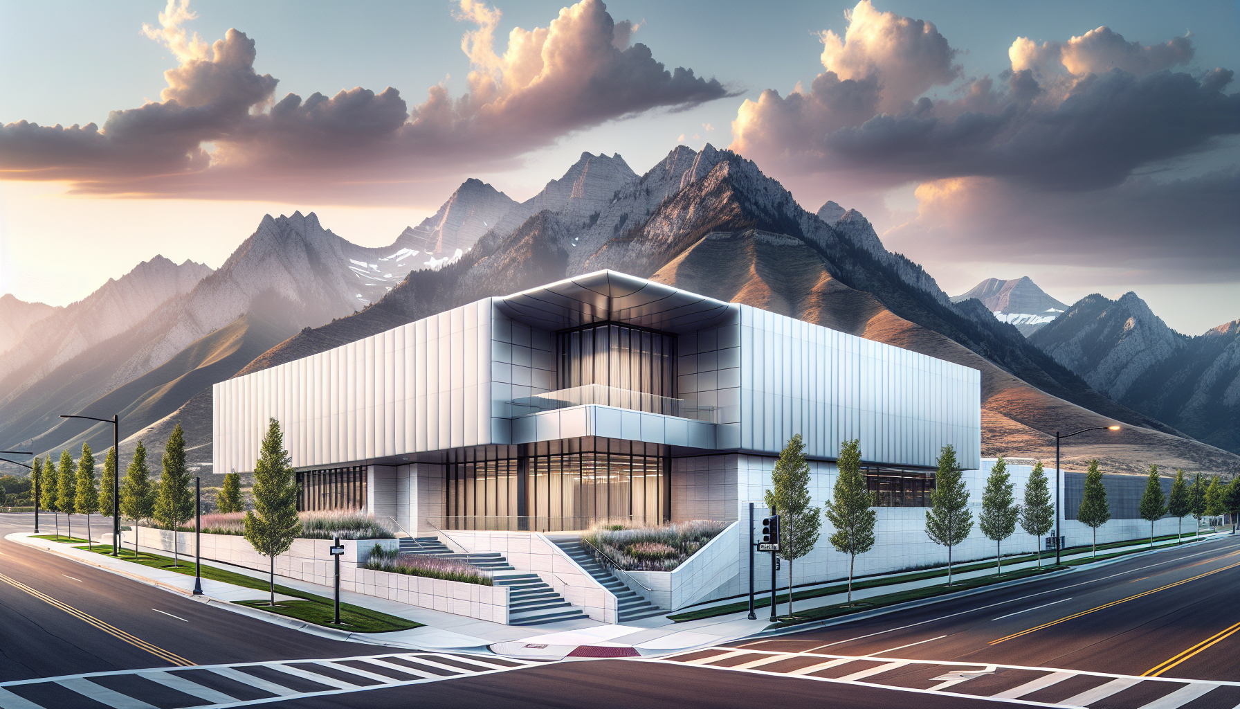 Commercial buildings with flat roofing systems